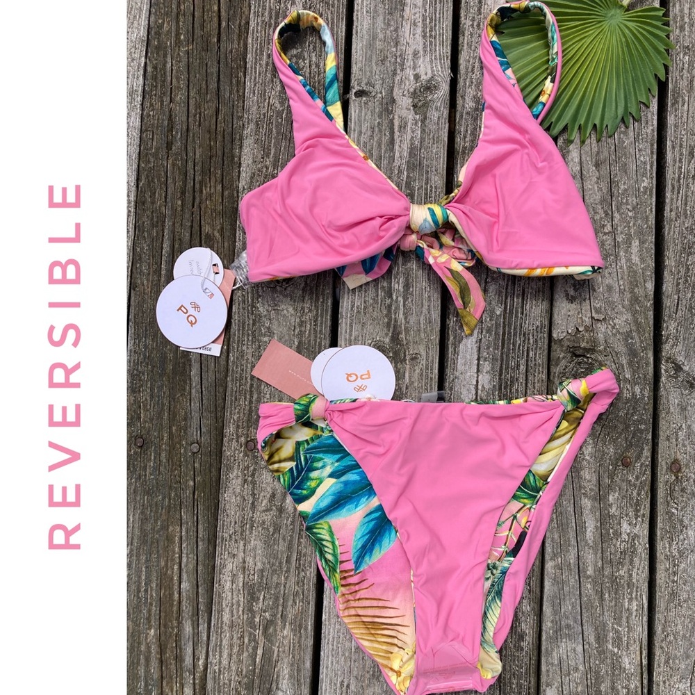 PQ SWIM Set - Tropical Reversible Drew Knot Top & Bottoms - S - Picture 12 of 17